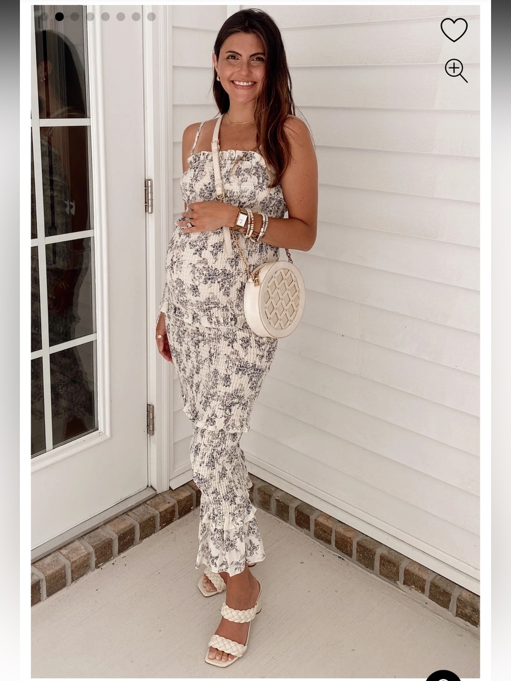 Pinkblush Floral Maternity Midi Dress in Light Gray and Lavender - Picture 2 of 5